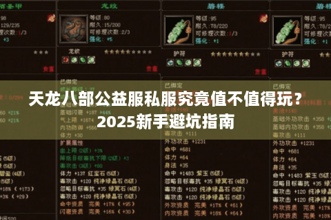 天龙八部公益服私服究竟值不值得玩？2025新手避坑指南