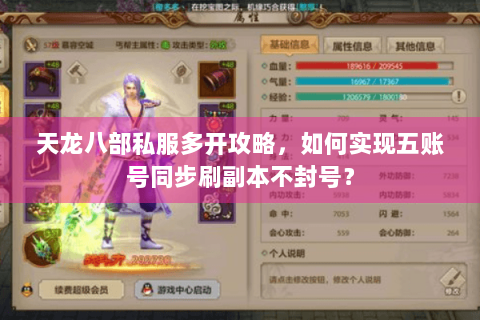 天龙八部私服多开攻略，如何实现五账号同步刷副本不封号？