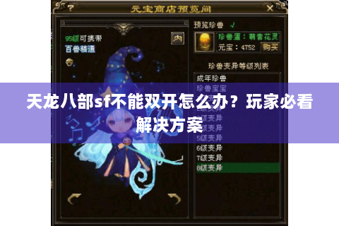 天龙八部sf不能双开怎么办？玩家必看解决方案