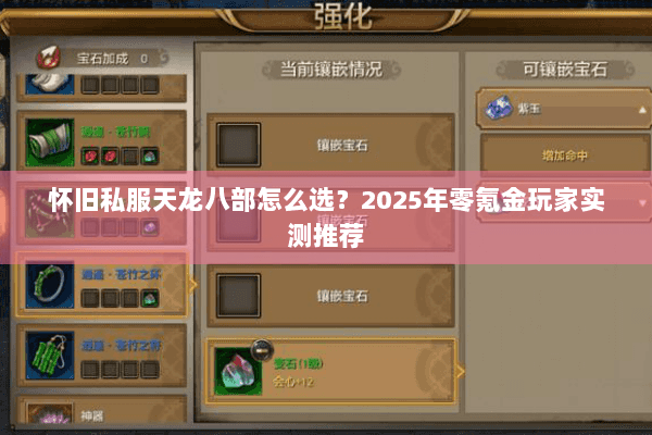 怀旧私服天龙八部怎么选？2025年零氪金玩家实测推荐