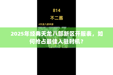2025年经典天龙八部新区开服表，如何抢占最佳入驻时机？