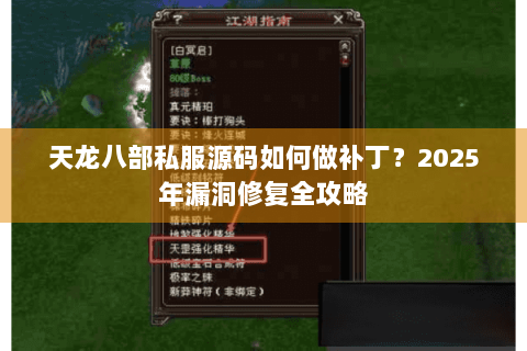 天龙八部私服源码如何做补丁？2025年漏洞修复全攻略