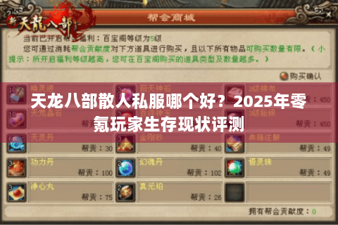天龙八部散人私服哪个好？2025年零氪玩家生存现状评测