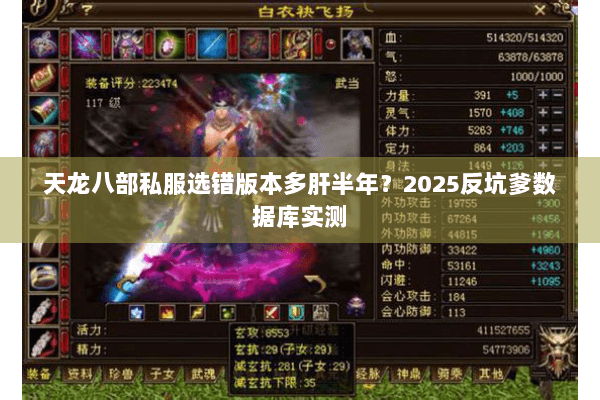 天龙八部私服选错版本多肝半年？2025反坑爹数据库实测