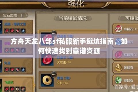 方舟天龙八部sf私服新手避坑指南，如何快速找到靠谱资源