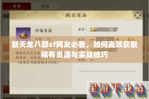 新天龙八部sf网友必看，如何高效获取稀有资源与实战技巧