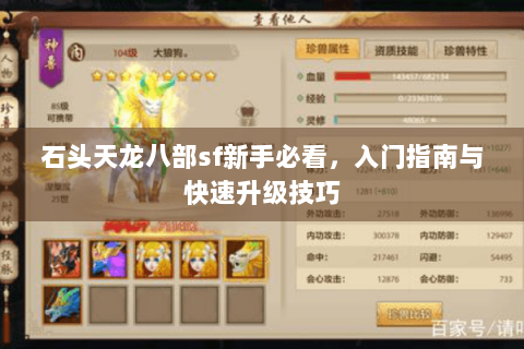 石头天龙八部sf新手必看，入门指南与快速升级技巧