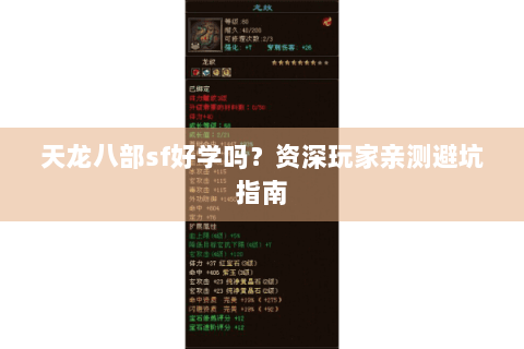天龙八部sf好学吗？资深玩家亲测避坑指南