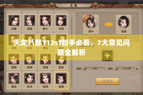 天龙八部112sf新手必看，7大常见问题全解析