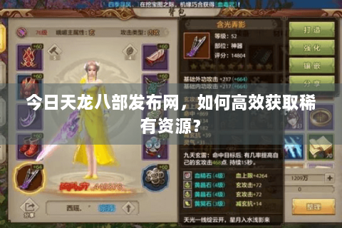 今日天龙八部发布网，如何高效获取稀有资源？