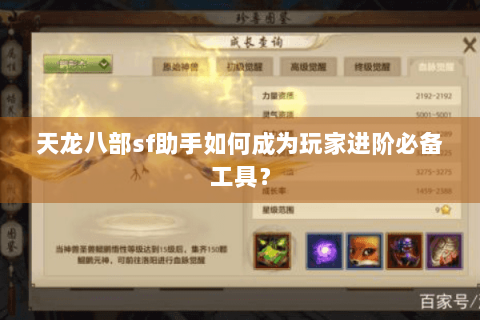 天龙八部sf助手如何成为玩家进阶必备工具？
