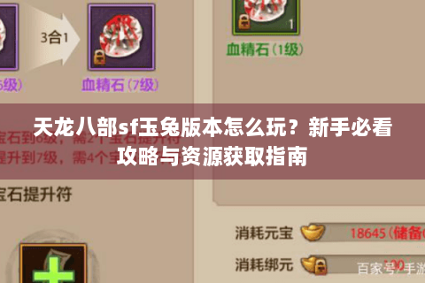 天龙八部sf玉兔版本怎么玩？新手必看攻略与资源获取指南