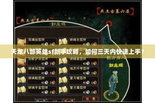 天龙八部英雄sf新手攻略，如何三天内快速上手？