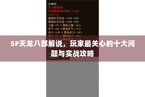 SF天龙八部解说，玩家最关心的十大问题与实战攻略