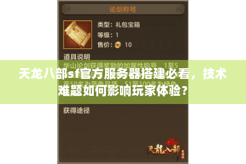 天龙八部sf官方服务器搭建必看，技术难题如何影响玩家体验？
