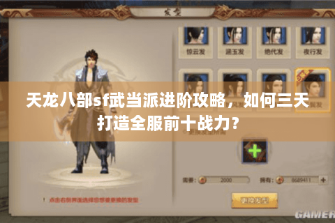 天龙八部sf武当派进阶攻略，如何三天打造全服前十战力？
