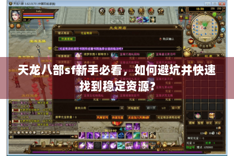 天龙八部sf新手必看，如何避坑并快速找到稳定资源？