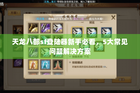 天龙八部sf登陆器新手必看，5大常见问题解决方案