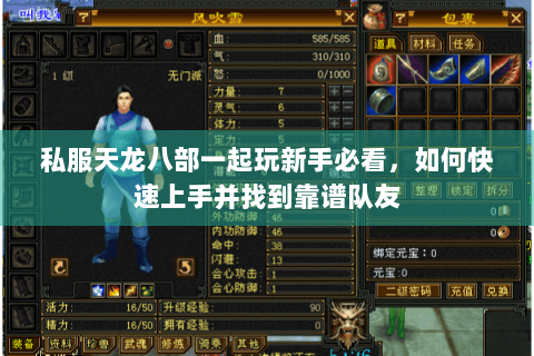 私服天龙八部一起玩新手必看，如何快速上手并找到靠谱队友