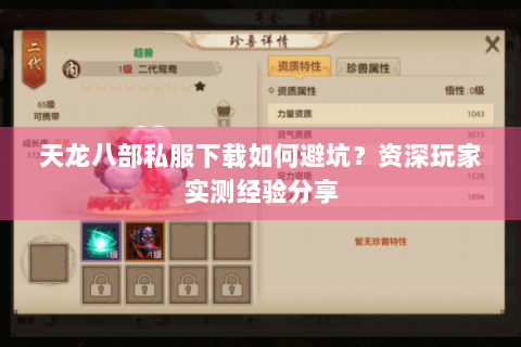 天龙八部私服下载如何避坑？资深玩家实测经验分享