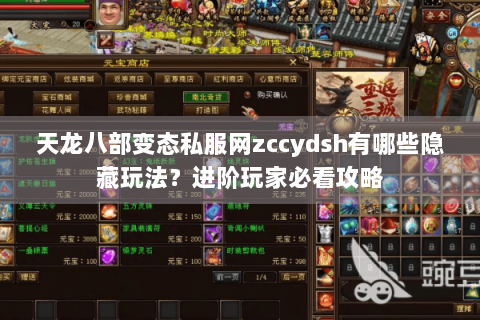 天龙八部变态私服网zccydsh有哪些隐藏玩法？进阶玩家必看攻略