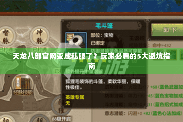 天龙八部官网变成私服了？玩家必看的5大避坑指南