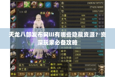 天龙八部发布网lll有哪些隐藏资源？资深玩家必备攻略