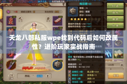 天龙八部私服wpe找到代码后如何改属性？进阶玩家实战指南