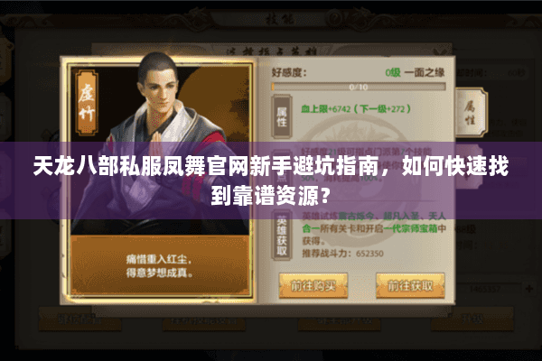 天龙八部私服凤舞官网新手避坑指南，如何快速找到靠谱资源？