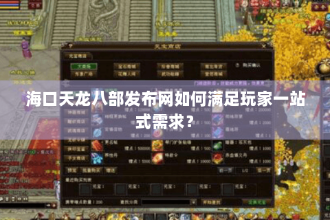 海口天龙八部发布网如何满足玩家一站式需求？