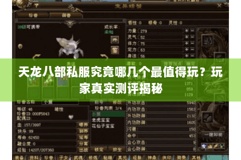 天龙八部私服究竟哪几个最值得玩？玩家真实测评揭秘