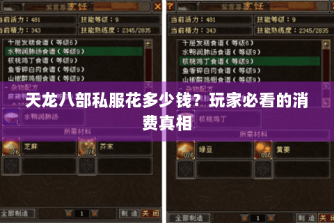天龙八部私服花多少钱？玩家必看的消费真相