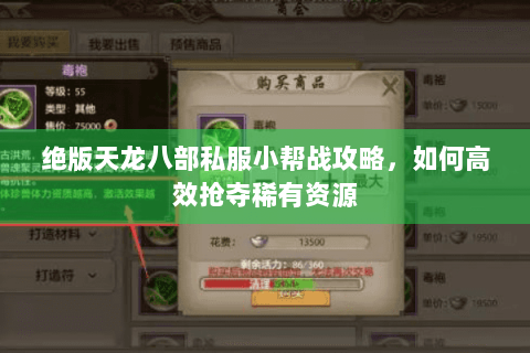 绝版天龙八部私服小帮战攻略，如何高效抢夺稀有资源