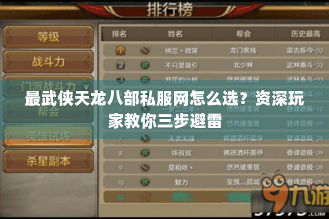 最武侠天龙八部私服网怎么选？资深玩家教你三步避雷