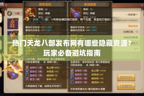 热门天龙八部发布网有哪些隐藏资源？玩家必备避坑指南