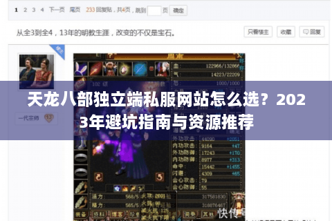 天龙八部独立端私服网站怎么选？2023年避坑指南与资源推荐