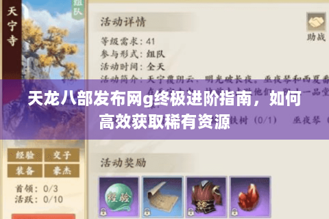 天龙八部发布网g终极进阶指南，如何高效获取稀有资源