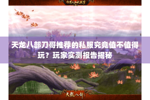 天龙八部刀哥推荐的私服究竟值不值得玩？玩家实测报告揭秘
