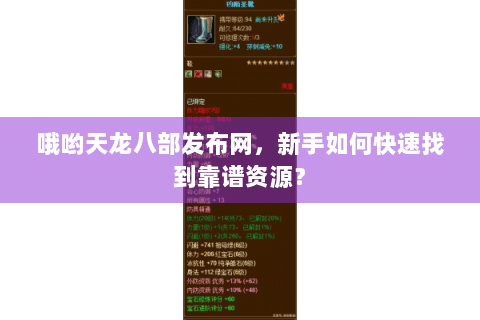 哦哟天龙八部发布网，新手如何快速找到靠谱资源？