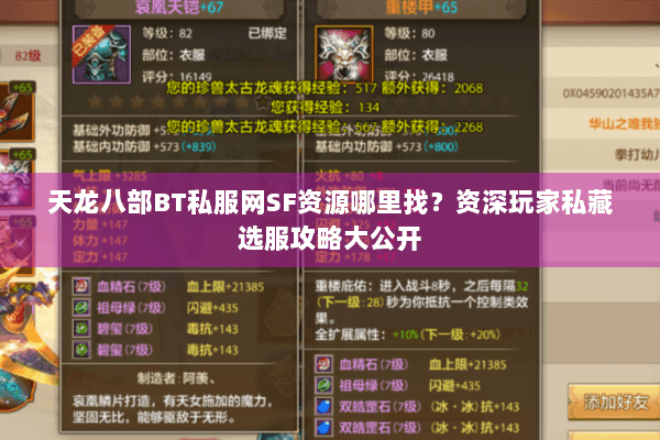 天龙八部BT私服网SF资源哪里找？资深玩家私藏选服攻略大公开