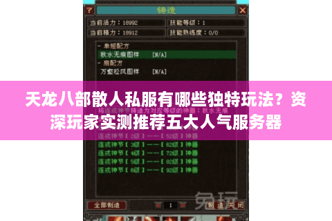 天龙八部散人私服有哪些独特玩法？资深玩家实测推荐五大人气服务器