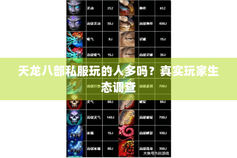天龙八部私服玩的人多吗？真实玩家生态调查