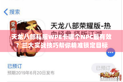 天龙八部私服WPE卡哪个NPC最有效？三大实战技巧帮你精准锁定目标