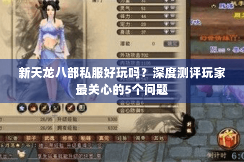 新天龙八部私服好玩吗？深度测评玩家最关心的5个问题