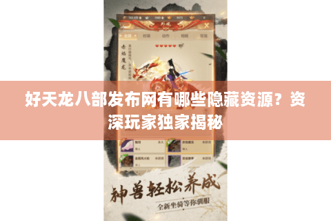 好天龙八部发布网有哪些隐藏资源？资深玩家独家揭秘