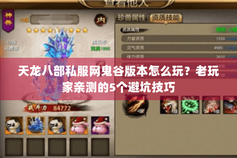 天龙八部私服网鬼谷版本怎么玩？老玩家亲测的5个避坑技巧