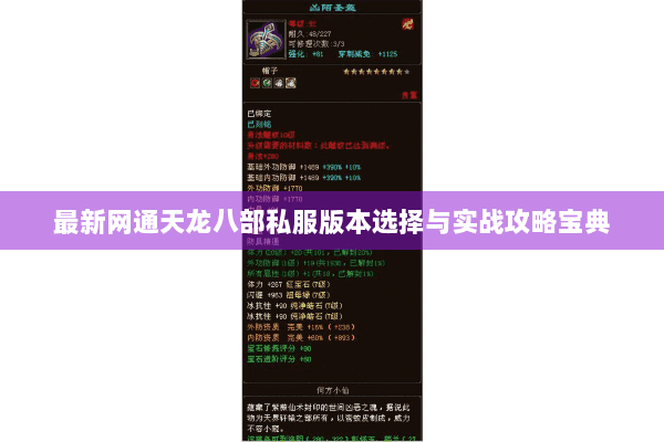 最新网通天龙八部私服版本选择与实战攻略宝典