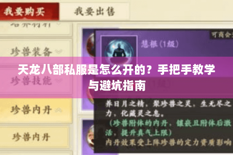 天龙八部私服是怎么开的？手把手教学与避坑指南