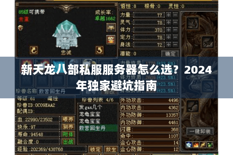 新天龙八部私服服务器怎么选？2024年独家避坑指南