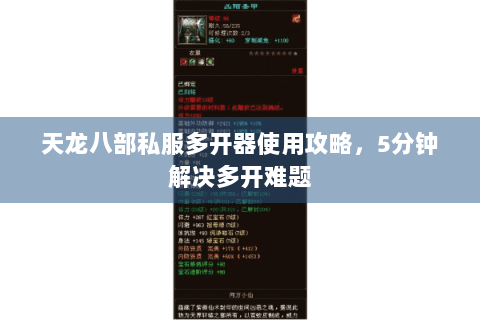 天龙八部私服多开器使用攻略，5分钟解决多开难题